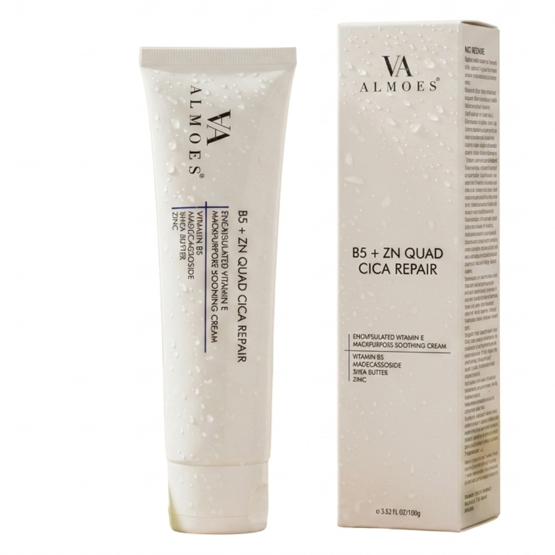 ALMOES B5 + ZN Quad Cica Repair – Multi-Purpose Soothing Cream for Face, Body & Sensitive Skin | Fragrance-Free | Eczema & Psoriasis Relief | Cosmetic Najm salalah