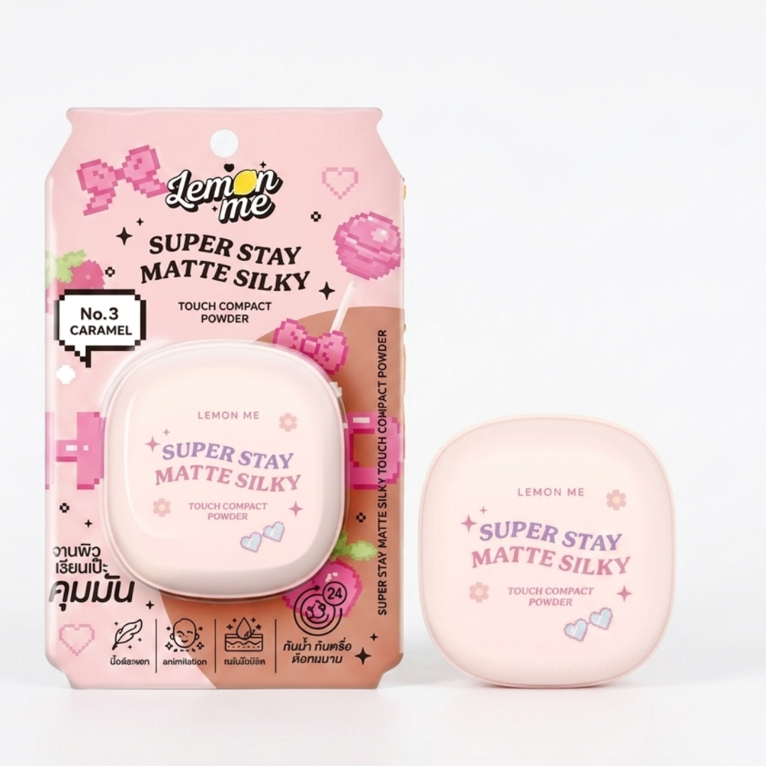 Lemon Me Superstay Matte Silky Touch Pressed Powder – 9g, Shade 03 Caramel | Matte Finish | Oil Control | Water & Sweat Resistant | Cosmetic Najm salalah