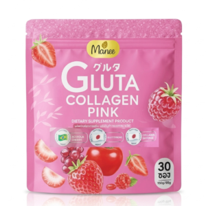 Manee Gluta Collagen Pink – 30 Sachets | Anti-Aging Supplement | Glutathione + Collagen for Smooth, Radiant Skin | Cosmetic Najm salalah