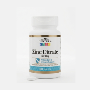 21st Century Zinc Citrate 50 mg Tablets | High Bioavailability Zinc for Immune & Skin Support | Cosmetic Najm salalah