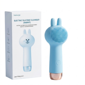 Inshmanjia Rabbit Silicone Facial Cleanser – Electric Double-Sided Face Brush | Deep Cleansing & Vibration Massage | IPX5 Waterproof | Battery-Powered | Cosmetic Najm salalah