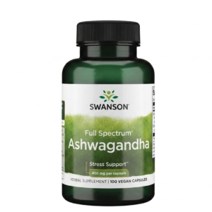 Swanson Full Spectrum Ashwagandha – 450mg Vegan Capsules for Stress Relief & Immune Support | 100 Capsules | Cosmetic Najm salalah