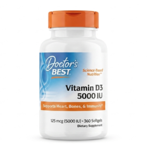 Doctor's Best Vitamin D3 5000 IU Softgels – High‑Potency D3 for Immune, Bone & Heart Support | 360 Softgels | Cosmetic Najm salalah