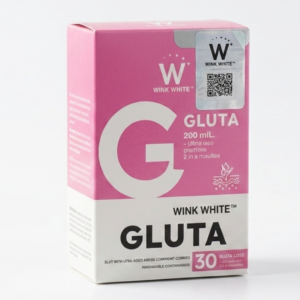 Wink White Gluta Dietary Supplement – Skin Whitening & Hydration Capsules with L-Cysteine | 30 Capsules | Cosmetic Najm salalah