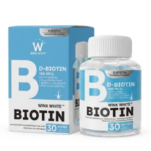 Wink White D-Biotin – 900 mcg Biotin Capsules with Natural Herbs for Hair Growth & Strength | 30 Capsules | Cosmetic Najm salalah