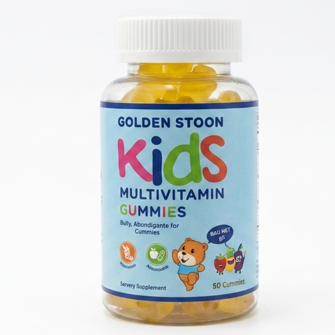 Golden Stoon Kids Multivitamin Gummies – Pectin‑Based Gummies for Healthy Growth & Immunity | 60 Gummies | Cosmetic Najm salalah