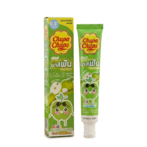 Chupa Chups Kids Toothpaste Green Apple – 1500ppm Fluoride | Sugar-Free Cavity Protection for Toddlers 0.5+ | 40g | Cosmetic Najm salalah