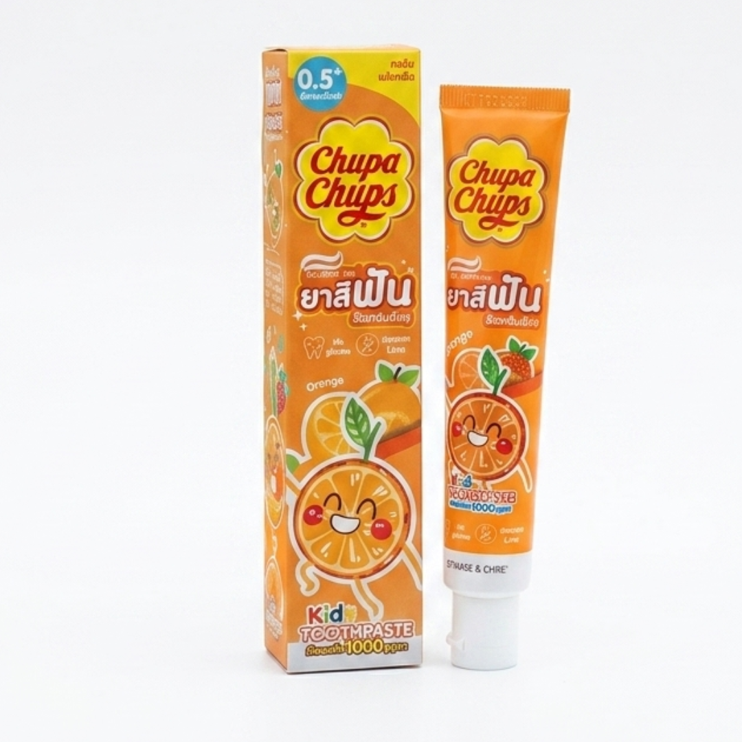 Chupa Chups Kids Toothpaste Orange – 1500ppm Fluoride | Sugar-Free Cavity Protection for Toddlers 0.5+ | Safe to Swallow | 40g | Cosmetic Najm salalah