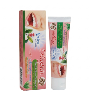 Rasyan Extra White Herbal Toothpaste 100g – Clove, Aloe Vera & Guava Leaf | Removes Coffee & Tobacco Stains | Thai Formula | Cosmetic Najm salalah