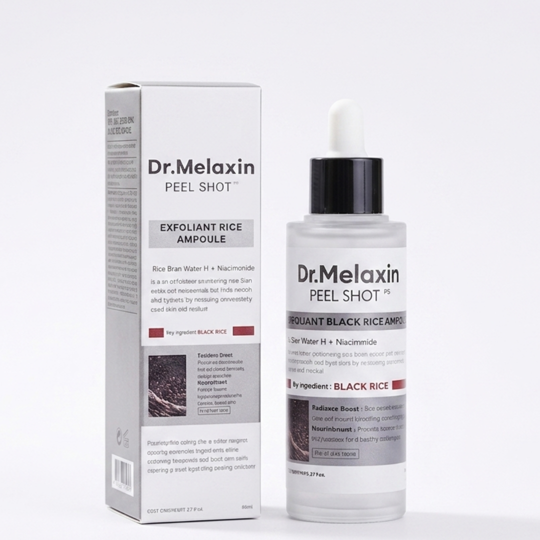 Dr.Melaxin Peel Shot Exfoliating Black Rice Ampoule – Korean Rinse-Off Treatment with AHA BHA PHA | For Brightening & Blackheads | Cosmetic Najm salalah