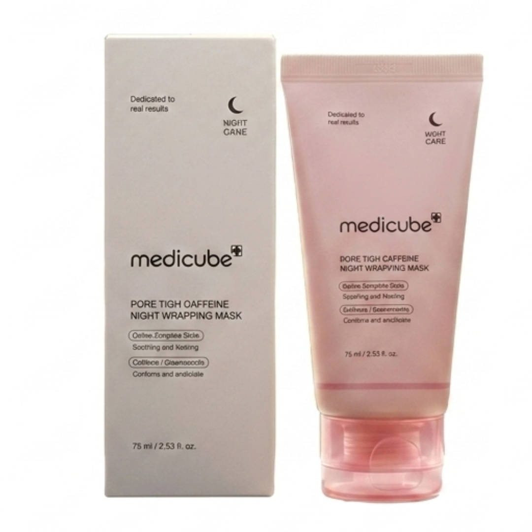 Medicube PDRN Pink Caffeine Night Wrapping Mask – Overnight Firming Mask for Contour & Puffiness | 75ml | Cosmetic Najm salalah