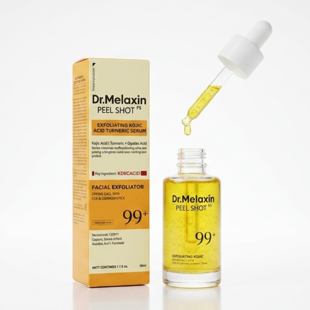 Dr. Melaxin Peel Shot Exfoliating Serum – Kojic Acid + Turmeric + Glycolic Acid | Rinse-Off Facial Treatment for Brighter, Even Skin Tone (80ml) | Cosmetic Najm salalah