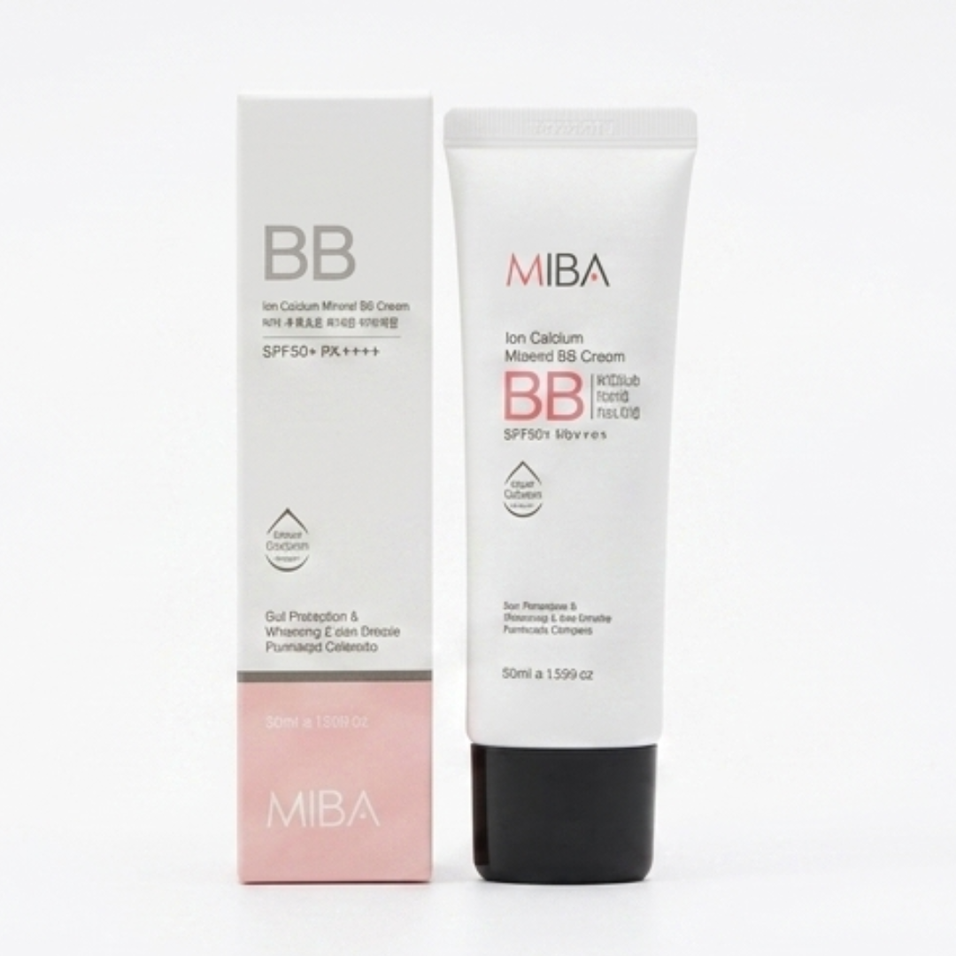 MIBA Ion Calcium Mineral BB Cream | SPF50+ PA++++ | Triple-Function Foundation (Whitening, Anti-Wrinkle, Sunscreen) | For Sensitive Skin | Cosmetic Najm salalah