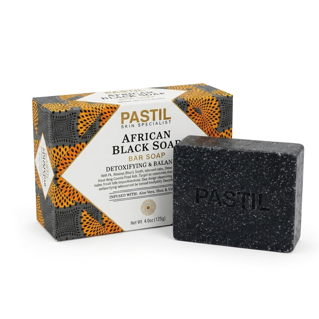 Pastil African Black Soap Bar – With Shea Butter, Oats & Aloe Vera | Natural Cleansing for Radiant, Healthy Skin | Cosmetic Najm salalah