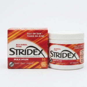 Stridex Maximum Strength Salicylic Acid 2% Acne Pads – 55 Alcohol-Free Exfoliating Pads | For Clogged Pores & Breakouts | Cosmetic Najm salalah