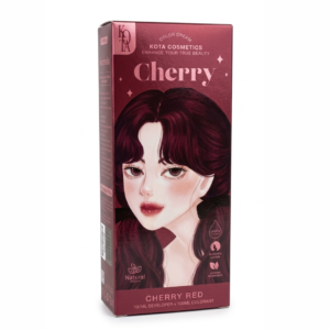 Kota Cosmetics Cherry Red Hair Color Cream – Organic Formula with Korean Ginseng | 100ml + 100ml | Full Gray Coverage | Cosmetic Najm salalah
