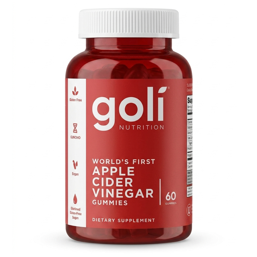 Goli Nutrition Apple Cider Vinegar Gummies – 60 Gummies | Vegan, Non-GMO, Gluten-Free | With Vitamin B12, Beetroot & Pomegranate | Cosmetic Najm salalah