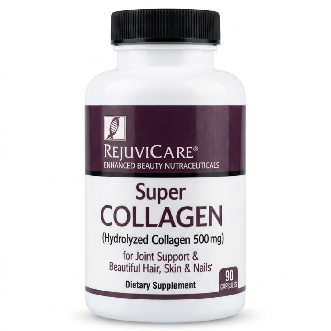 Rejuvicare Super Collagen Capsules – 90 Capsules | 500mg Hydrolyzed Collagen | Supports Joint, Hair, Skin & Nail Health | Cosmetic Najm salalah
