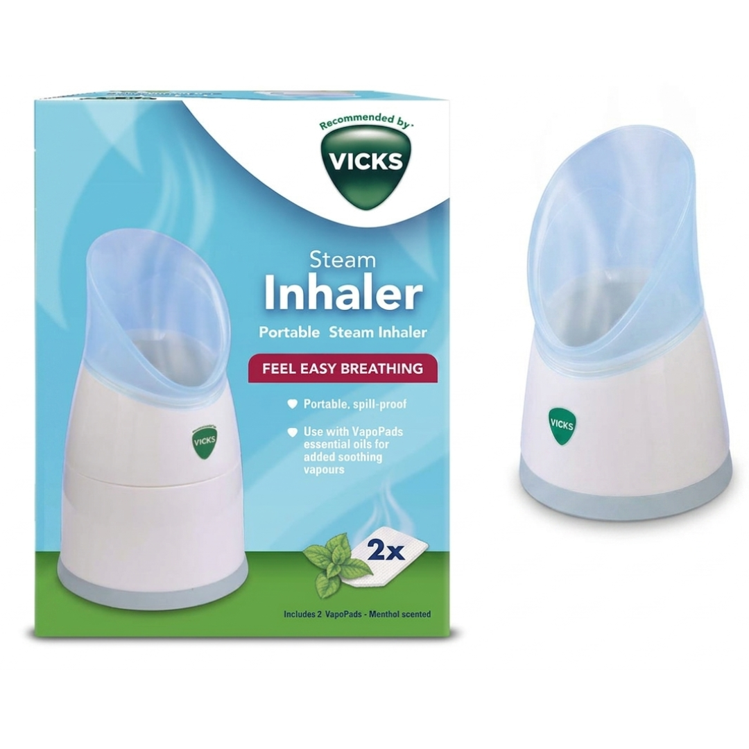 Vicks Portable Steam Inhaler V1300 – Warm Steam Relief for Cough & Congestion | Compact & Lightweight | Uses VapoPads | Cosmetic Najm salalah