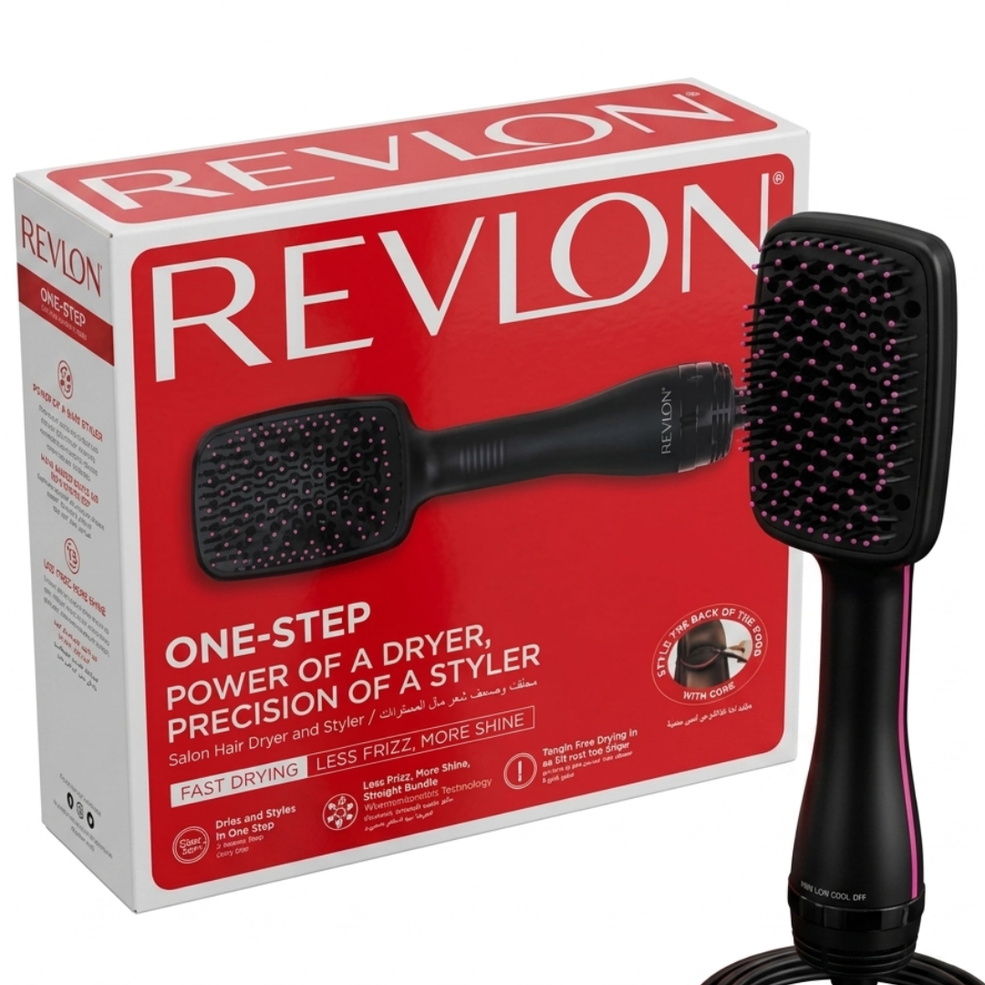 Revlon One-Step Hair Dryer & Styler Paddle Brush RVHA6475 – 2-in-1 Detangle, Dry & Smooth | Ionic, Cool Shot | Cosmetic Najm salalah