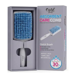 Cute Beauty Absorbent Care Comb – Blue Microfiber Bristles | Removes 30% of Water | Towel & Comb 2-in-1 | Faster Drying | Cosmetic Najm salalah