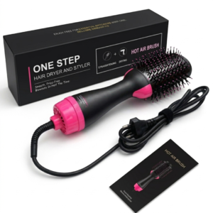 One Step Hair Dryer & Styler – 3-in-1 Tool | Straighten & Dry Simultaneously | Oval Brush, Tangle-Free Bristles, 3 Heat/Speed Settings | Cosmetic Najm salalah