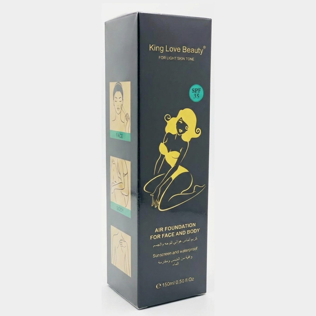 King Love Beauty Air Foundation – Light Skin Tones | SPF 35, Waterproof, Long-Lasting | Face & Body Foundation | Cosmetic Najm salalah
