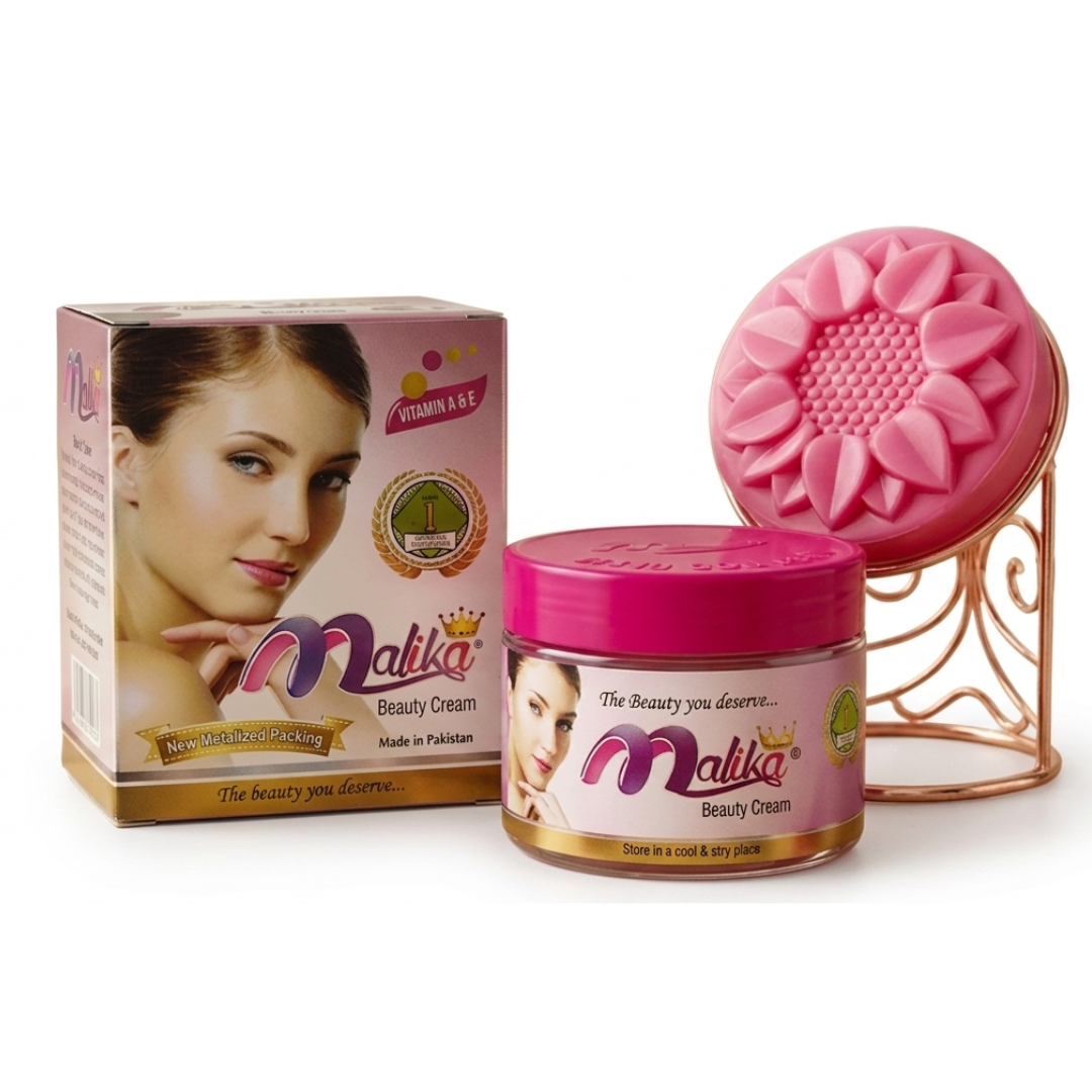 Malika Beauty Cream & Soap Set – Vitamin A & E Brightening Duo | Big Unit Box | Cosmetic Najm salalah