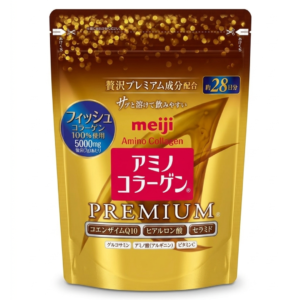 Meiji Amino Collagen Premium Powder – 5,000mg Low-Molecular Fish Collagen | With Ceramide, Hyaluronic Acid & CoQ10 | 196g (28-Day Supply) | Cosmetic Najm salalah